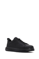 Men's Black Lace-Up Perforated Leather Sneakers | Derimod