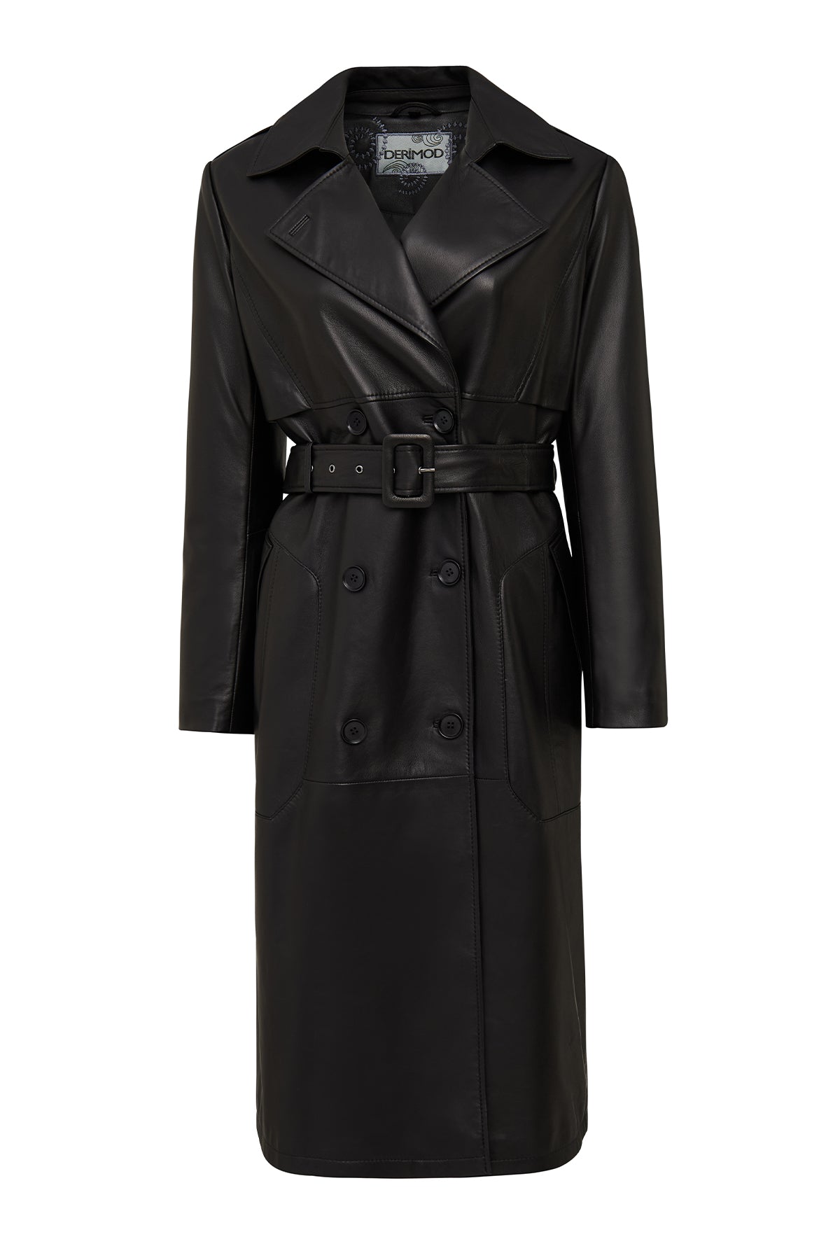 Natalia Women's Black Leather Trench Coat 25WGD5247U4 | Derimod