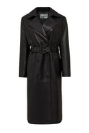Natalia Women's Black Leather Trench Coat | Derimod
