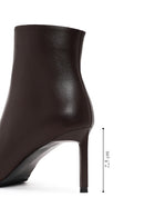 Woman Brown Zip Closure Thin-Heeled Leather Boots | Derimod