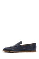 Men's Navy Blue Leather Casual Loafer | Derimod