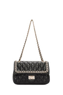 Women's Black Long Strap Quilted Patterned Shoulder Bag | Derimod