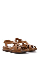 Women's Tan Leather Comfort Sandals | Derimod