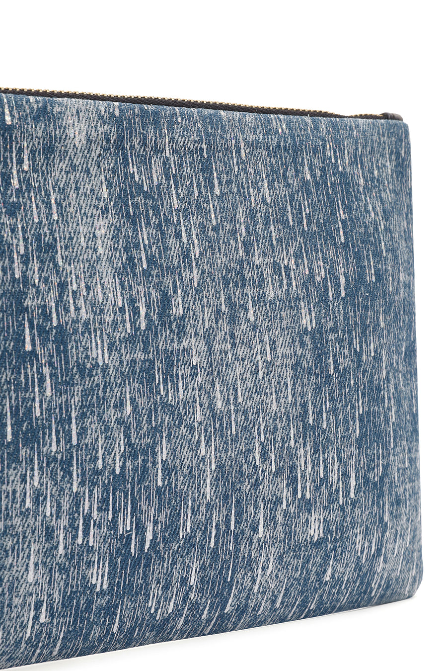 Women's Blue Long Chain Strap Jean Fabric Clutch Bag