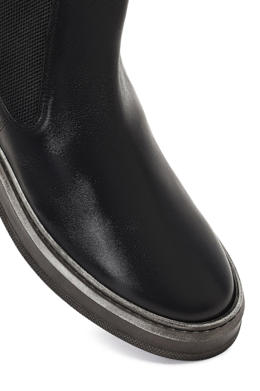 Men's Black Thick-Soled Leather Chelsea Boot