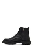 Men's Black Zippered Leather Boots | Derimod