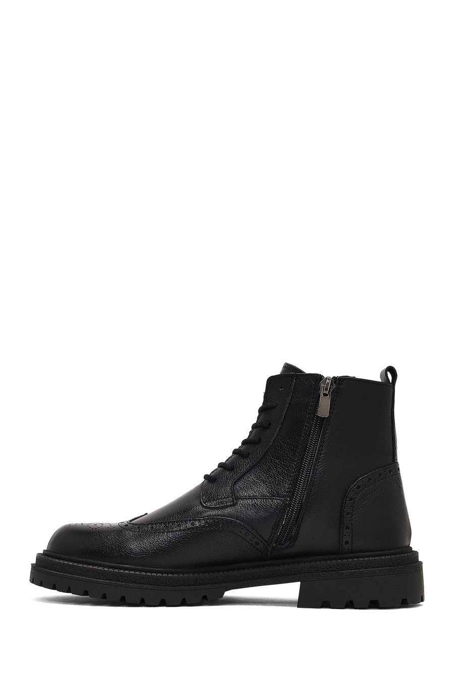 Men's Black Zippered Leather Boots