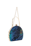 Women's Blue Long Chain Strap Sequin Crossbody Bag | Derimod