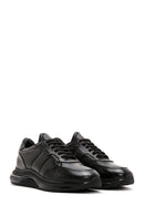 Men's Black Lace-up Thick-Sole Leather Casual Sneaker | Derimod