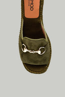 Women's Green Leather Slippers | Derimod