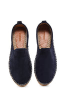 Men's Navy Blue Suede Leather Espadrille | Derimod