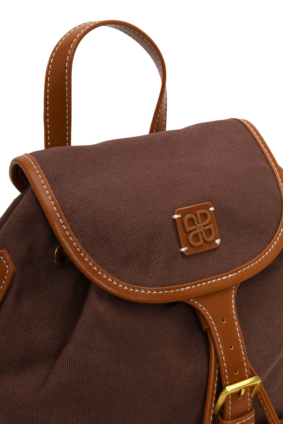 Woman Brown Fabric Backpack
