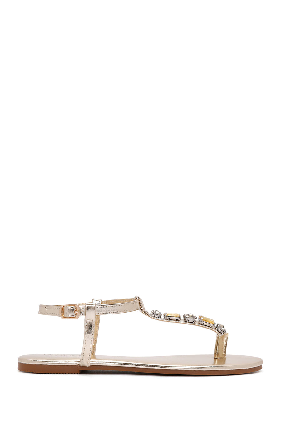 Women's Gold Stone Flip-Flop Sandals 24SFE494114 | Derimod