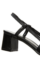 Women's Black Open-Back Heeled Leather Shoes | Derimod