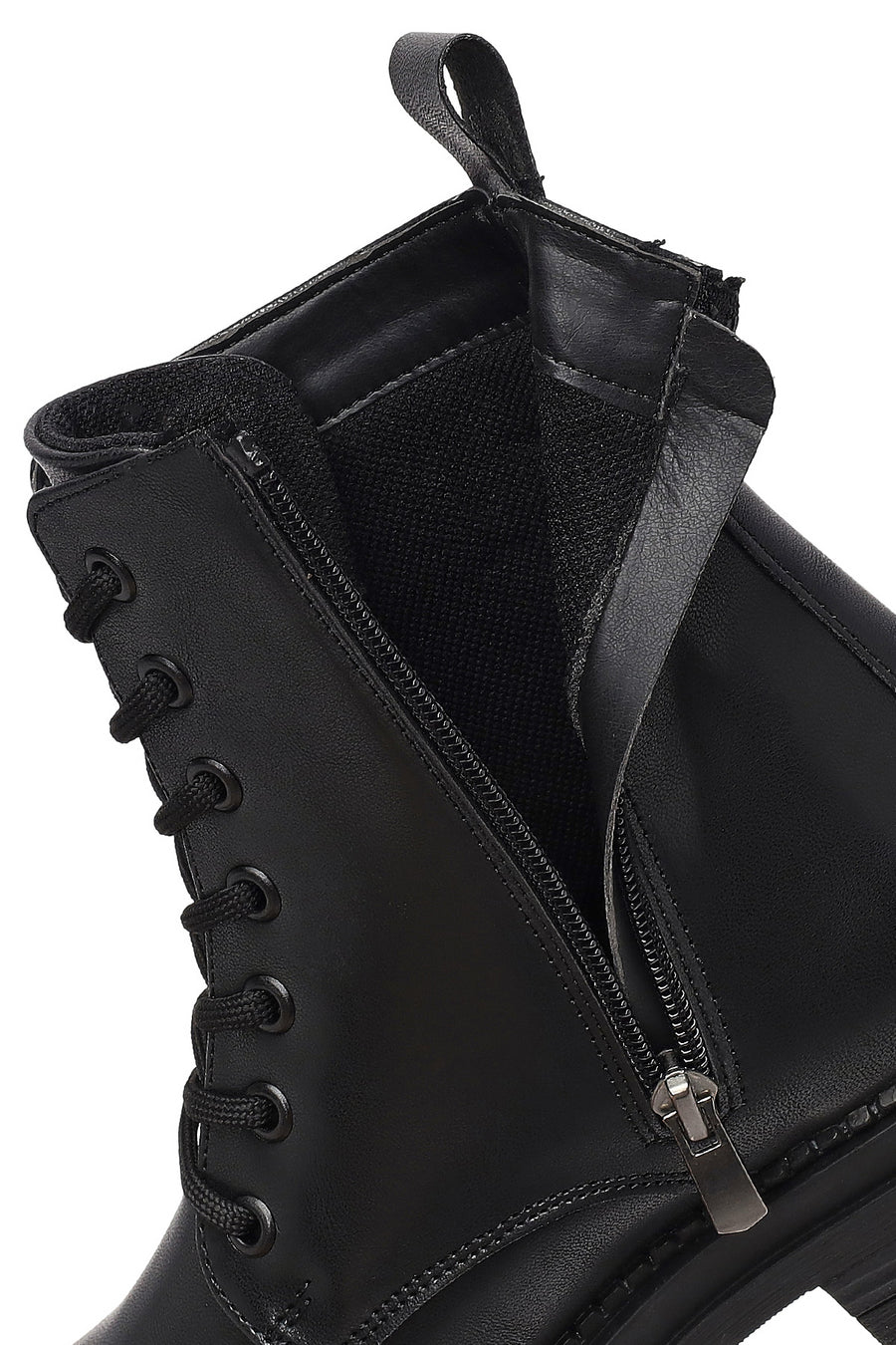 Woman Black Zippered Combat Boots
