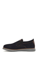 Men's Navy Blue Nubuck Leather Casual Loafer | Derimod