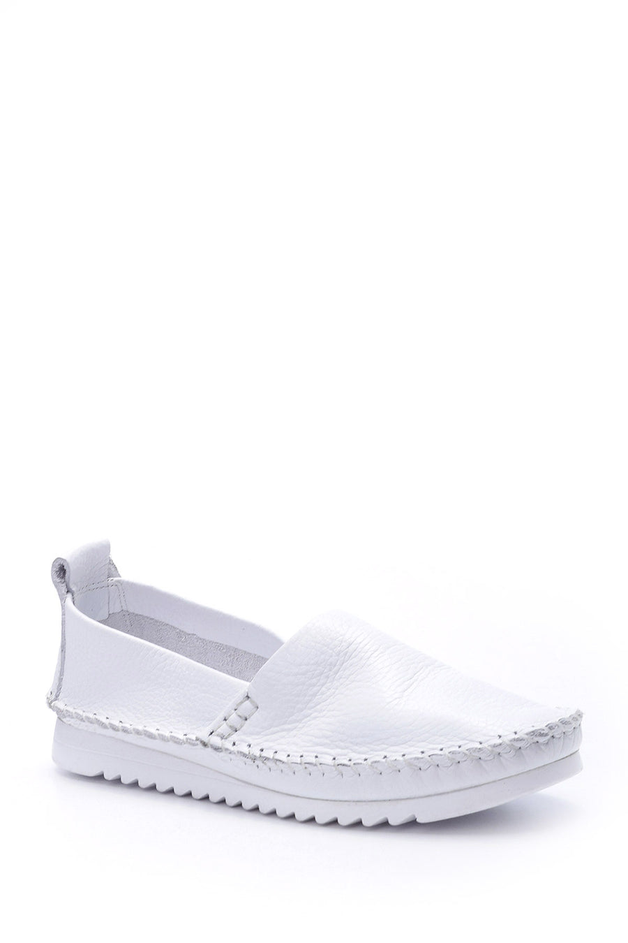 Kadın Dikiş Detaylı Deri Loafer