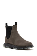 Men's Gray Nubuck Leather Casual Chelsea Boots | Derimod