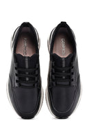 Women's Black Lace-up Thick-Sole Leather Sneaker | Derimod