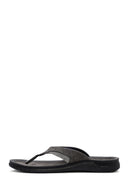 Men's Gray Flip Flop Nubuck Leather Slippers | Derimod