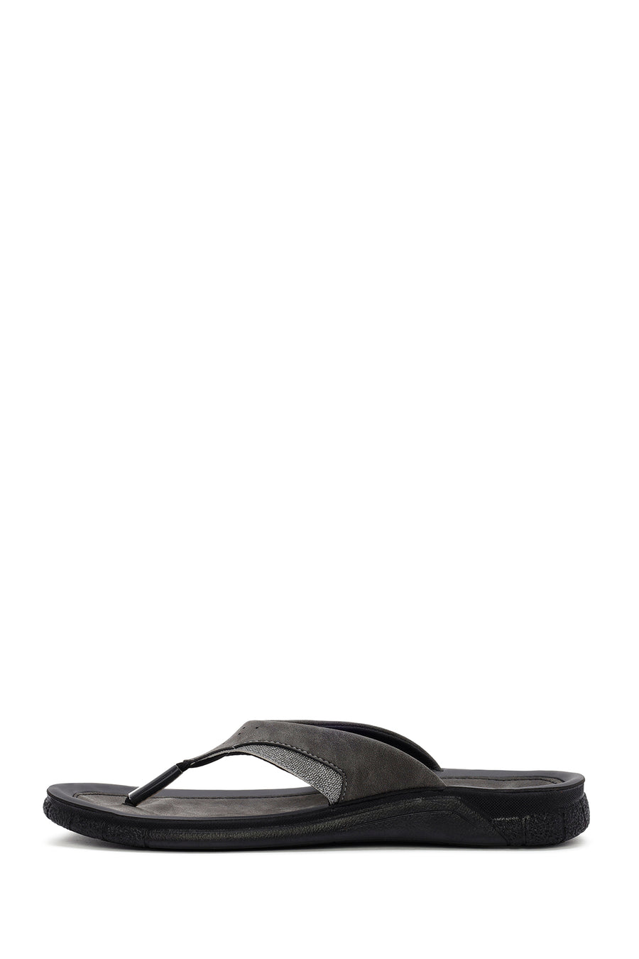 Men's Gray Flip Flop Nubuck Leather Slippers