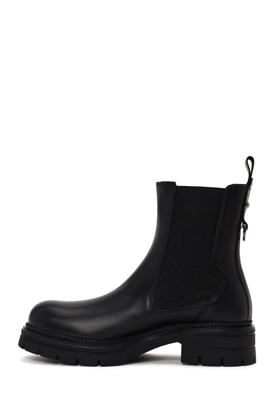 Woman Black Thick-Soled Leather Chelsea Boots