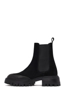 Woman Black Thick-Soled Suede Chelsea Boots | Derimod