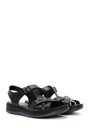 Women's Black Strappy Leather Comfort Sandals | Derimod