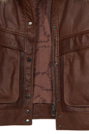 Margot Woman Whiskey Short Collar Fur Leather Jacket | Derimod