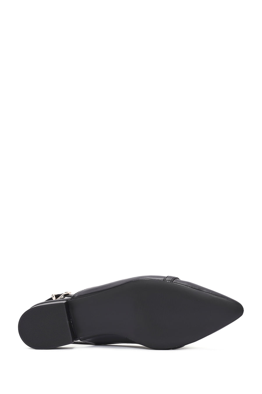 Women's Black Backless Buckle Ballet Flats