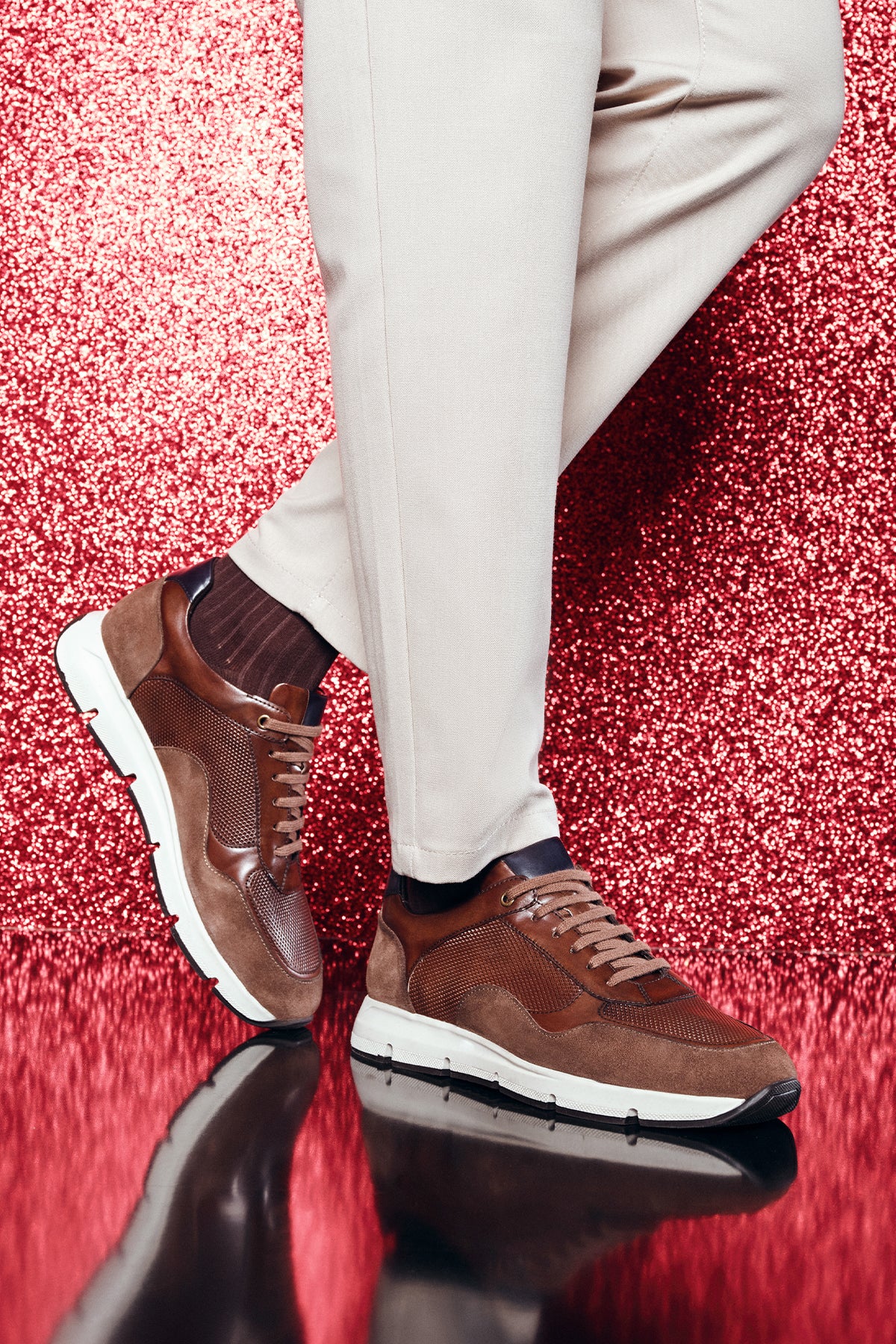 Erkek Kahverengi Deri Süet Detaylı Sneaker 23WFD606514 | Derimod
