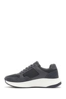 Derimod Zero Men's Grey Thick-Soled Lace-Up Fabric Sneakers | Derimod