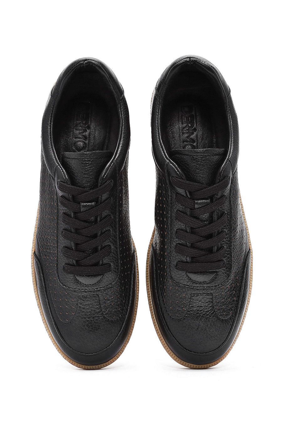 Men's Black Lace-up Leather Sneaker