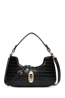 Women's Black Long Strap Crocodile Patterned Shoulder Bag | Derimod