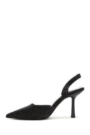 Women's Black Stone Open-Back Heeled Stiletto | Derimod