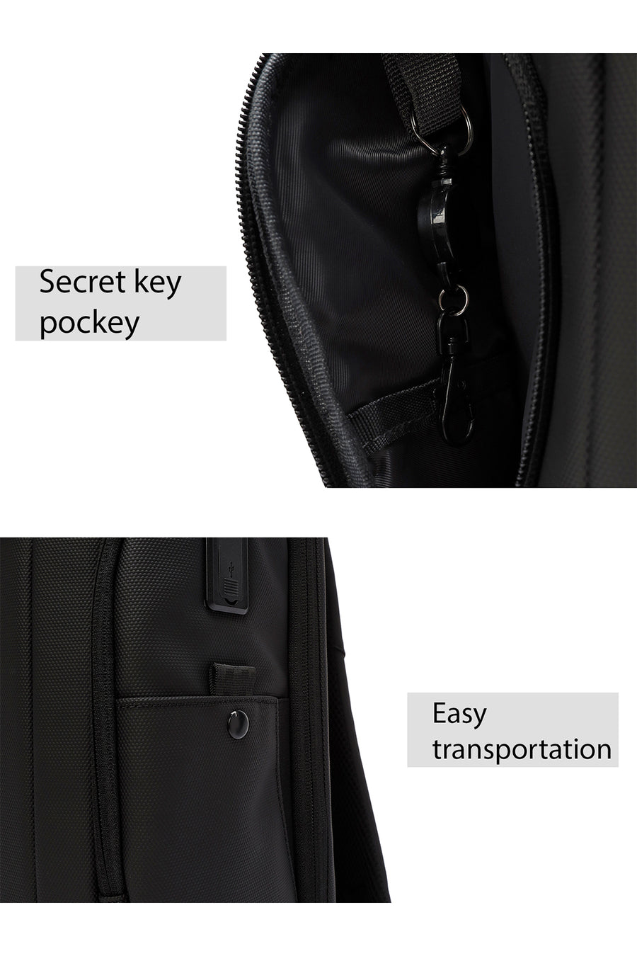 D-Pack Unisex Black Technological Fabric Backpack