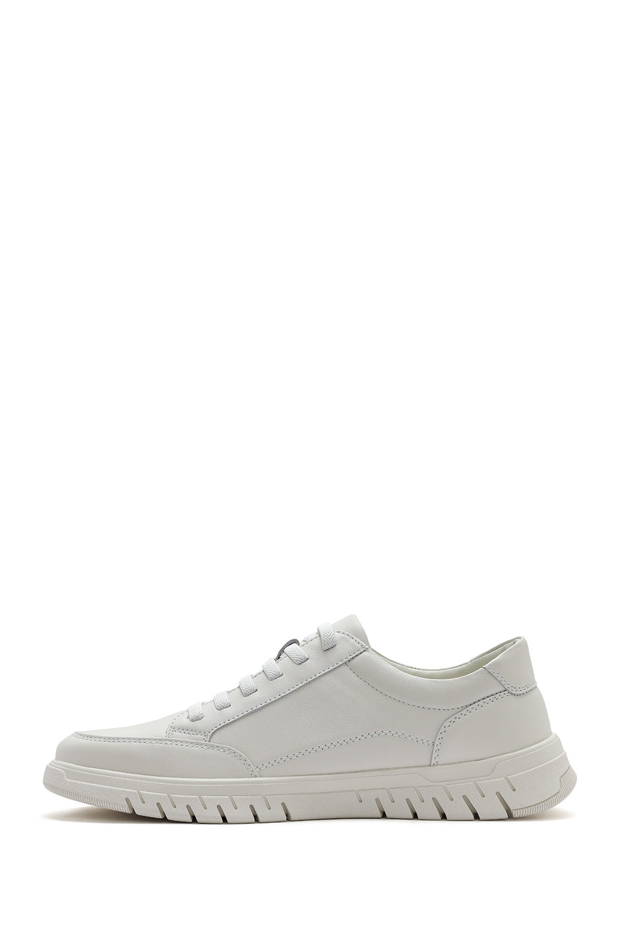 Men's White Lace-up Leather Sneaker