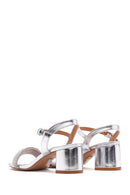 Women's Silver Ankle Strap Stone Sandals | Derimod