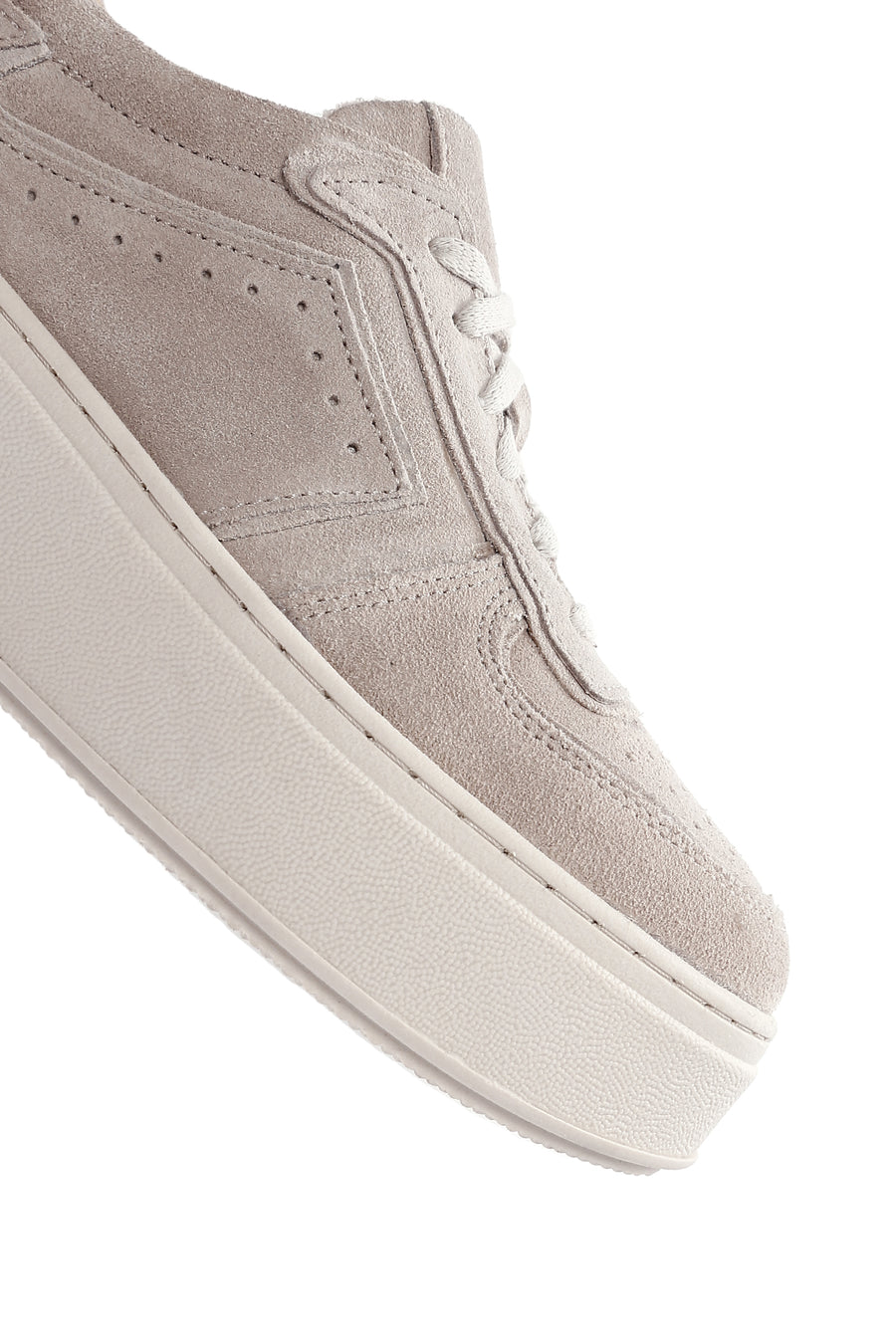 Kadın Bej Kalın Tabanlı Nubuk Deri Sneaker
