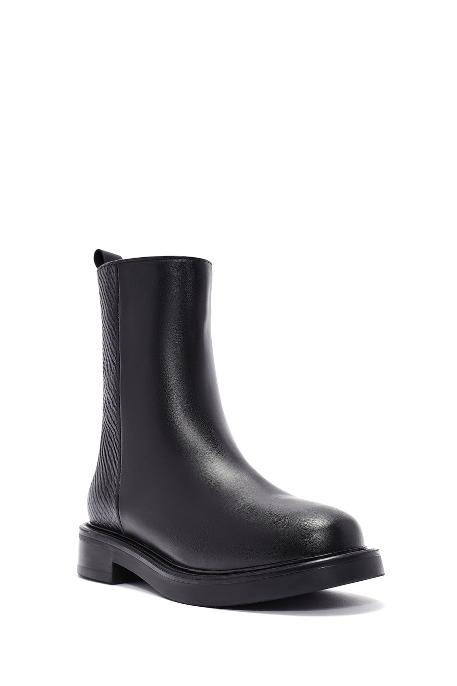 Women's Black Zipper Patterned Leather Boots