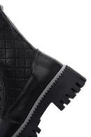 Women's Black Thick Soled Leather Boots | Derimod