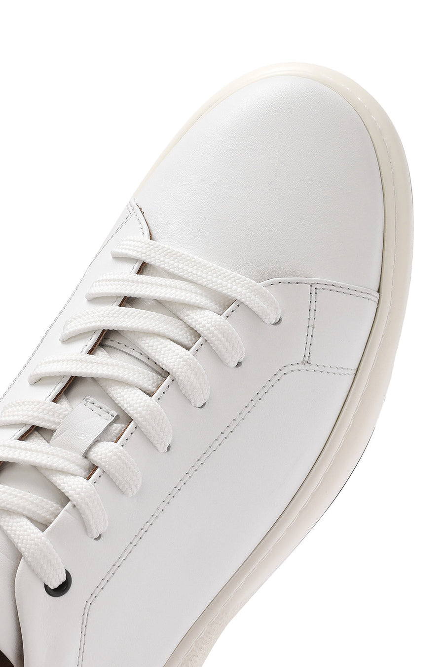 Men's White Lace-up Leather Sneaker