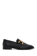 Women's Black Leather Buckle Loafer | Derimod