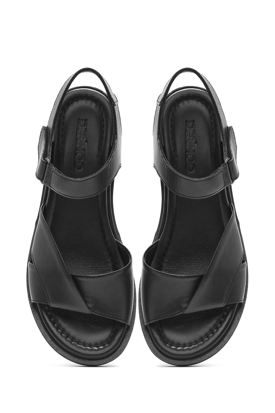Women's Black Strappy Leather Sandals