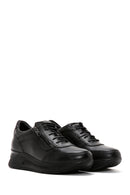 Women's Black Thick Sole Leather Casual Sneaker | Derimod