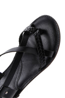 Kadın Siyah Deri Bodrum Sandalet | Derimod