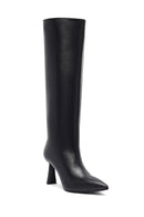 Woman Black Heels Leather Boot | Derimod