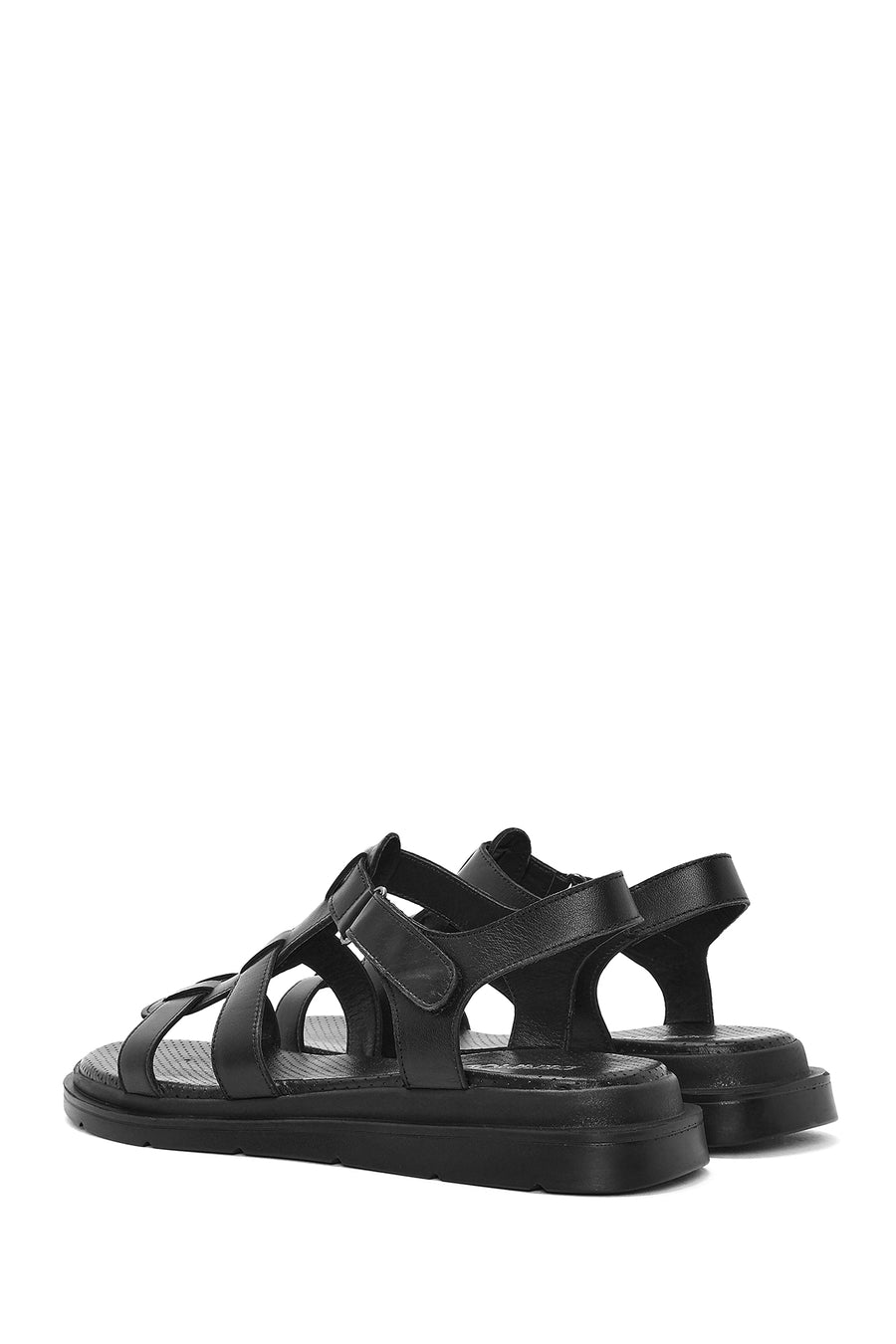 Women's Black Strappy Leather Sandals