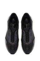 Women's Black Thick Soled Leather Sneaker | Derimod