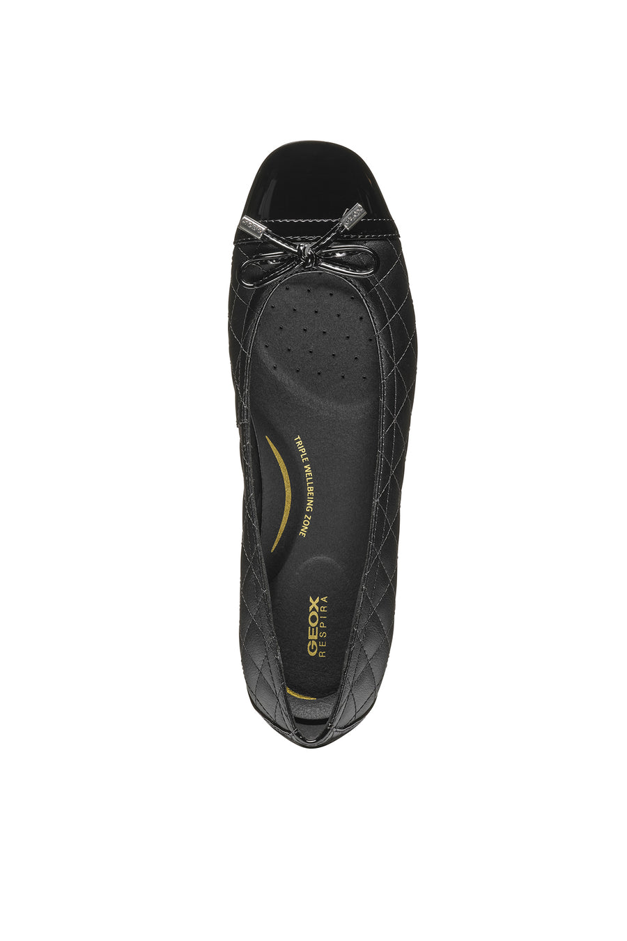 Geox Women's Black Annytah Quilted Patterned Leather Ballerina